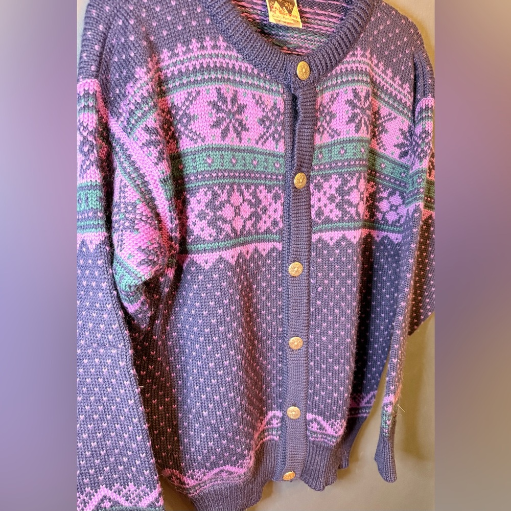 Vtg Dale of Norway Wool Cardigan Unisex Nordic EUC Wmns L/Mens S - Picture 6 of 11